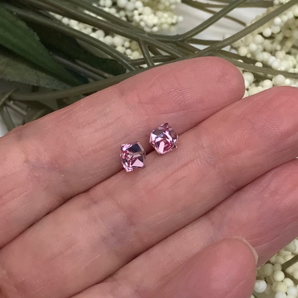 Pink Swarovski Crystal Stud Earrings